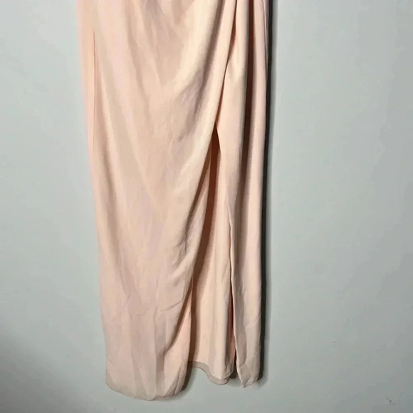 BHLDN Chloe Dusty Pink One-shoulder Side-Slit Stretch Dress Gown Size 4 - Picture 6 of 12